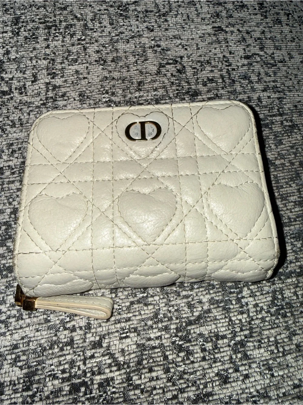 Christian Dior Caro Cannage Heart compact wallet